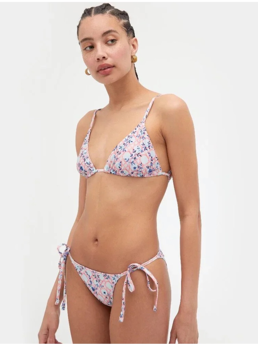 New With Tags Hill House Home Alessia Bikini Set Basketweave Vine Pink